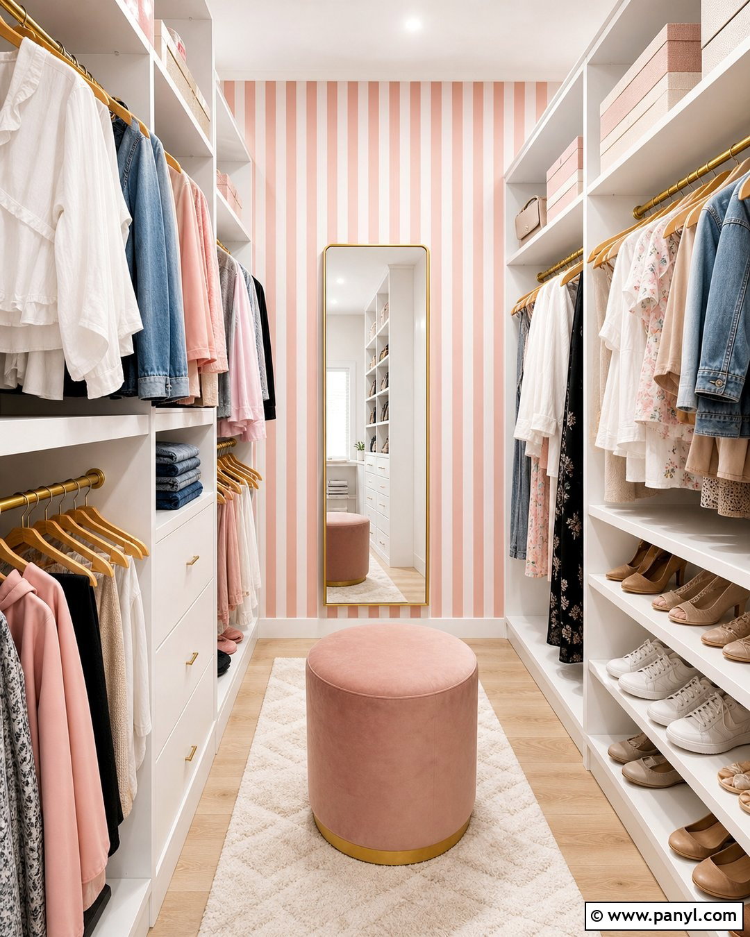 Pink And White Striped Walk-In Closet - 30 Pink And White Striped Walls