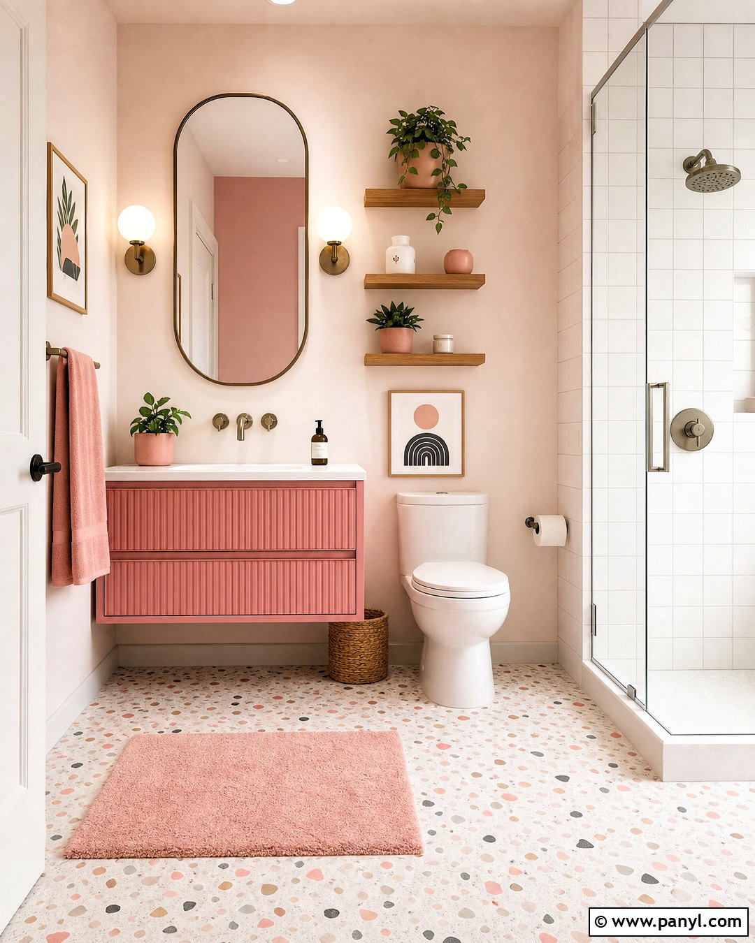 Pink And White Terrazzo Bathroom - 20 white and pink bathroom ideas