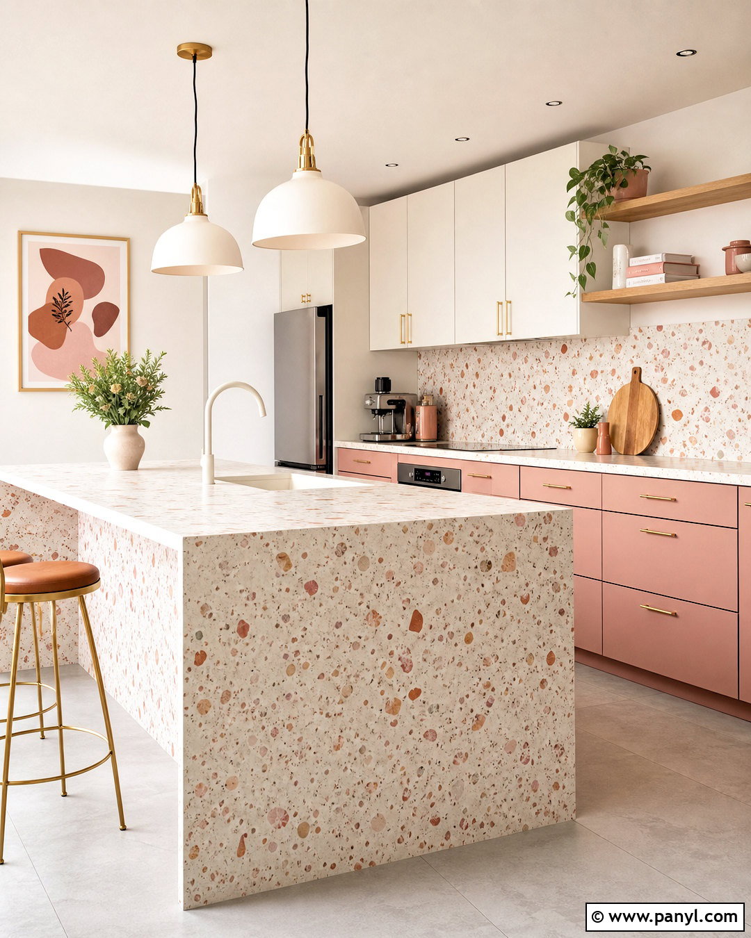 Pink And White Terrazzo Kitchen - 20 white and pink kitchen ideas
