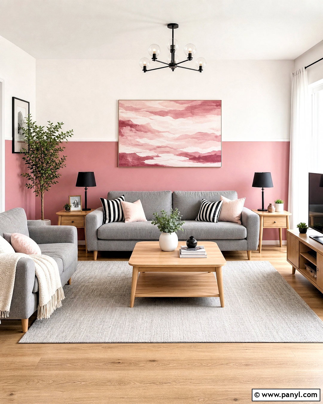 Pink And White Two-Tone Wall - 20 pink wall painting ideas