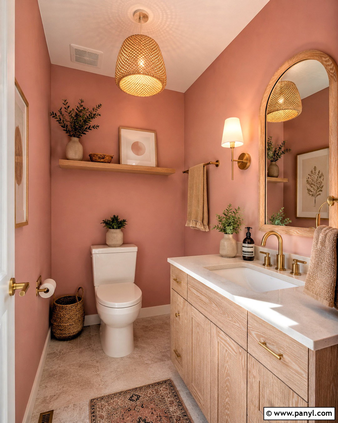 Pink And Wood Toilet Room - 20 pink toilet room ideas