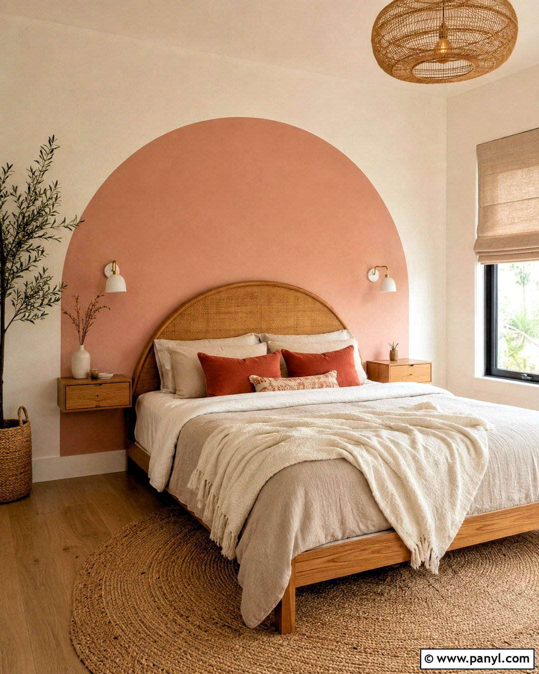 Pink Arch Feature Wall - 20 pink feature wall bedroom ideas