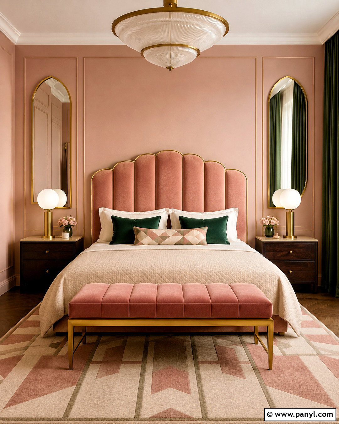 Pink Art Deco Bedroom - 20 pink colour room ideas