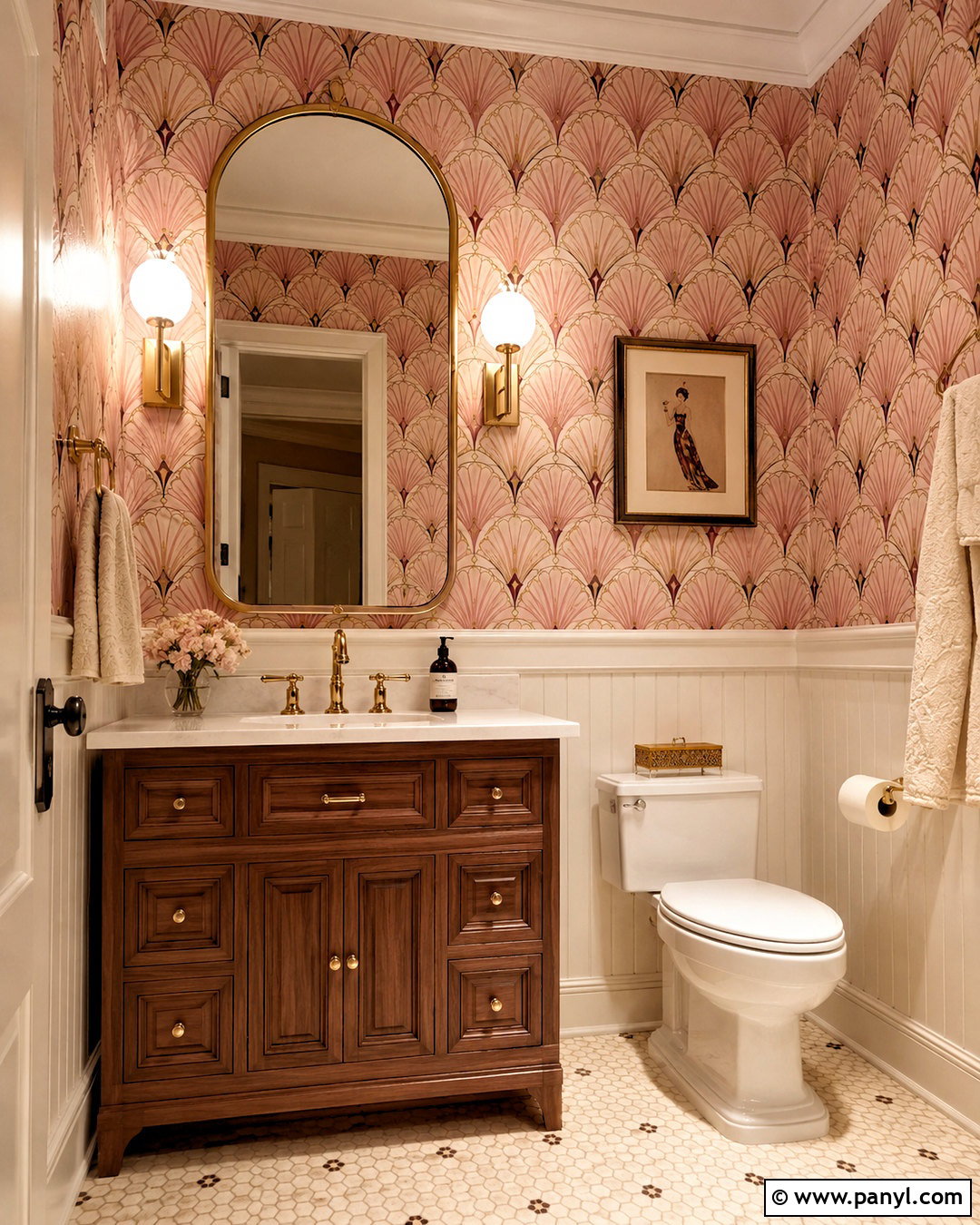 Pink Art Deco Wallpaper Guest Bathroom - 20 pink positive wallpaper ideas