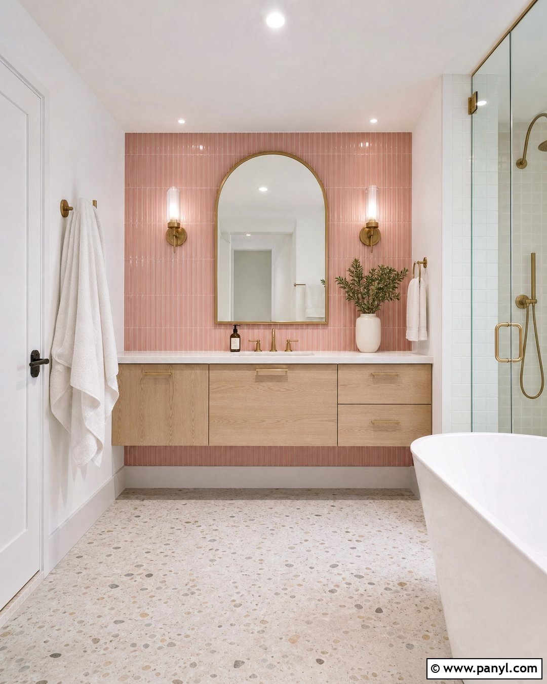 Pink Bathroom Tile Accent Wall - 35 pink accent walls