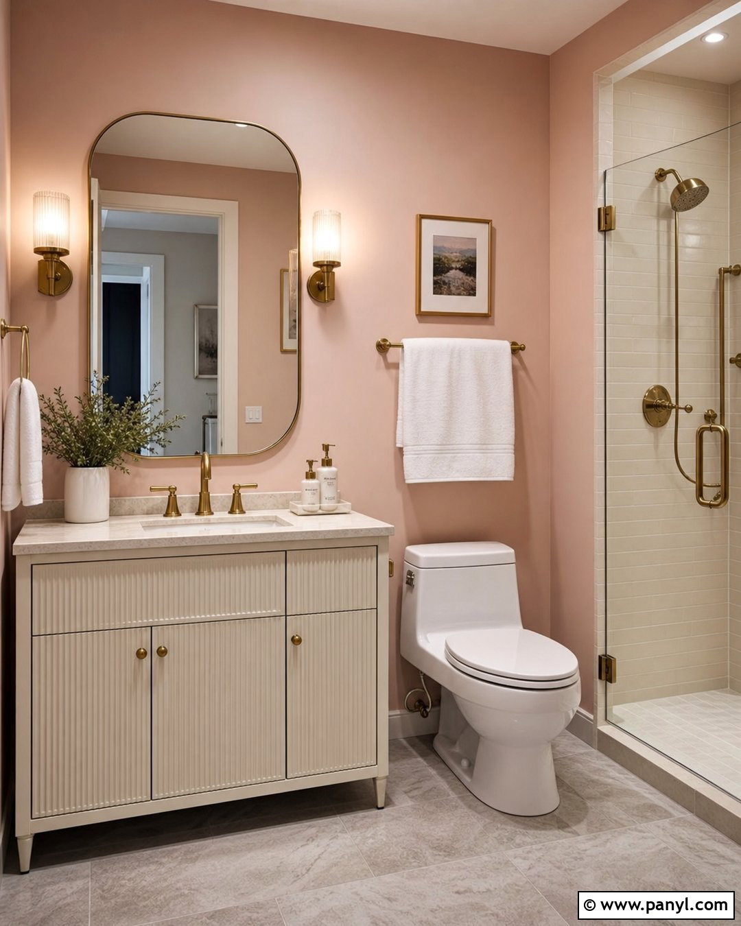 Pink Bathroom Walls With Brass Fixtures - 30 pink bathroom walls