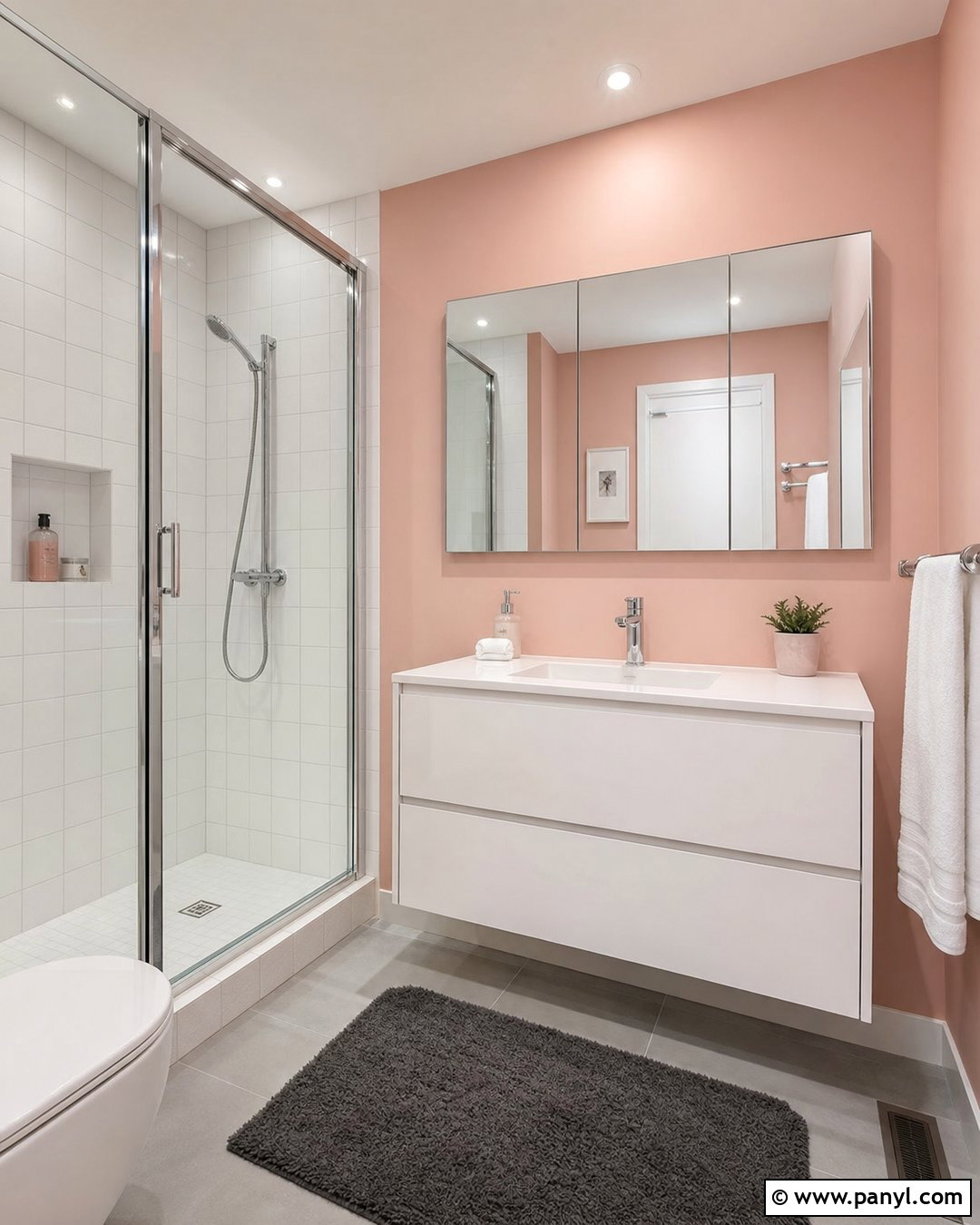 Pink Bathroom Walls With Chrome Fixtures - 30 pink bathroom walls