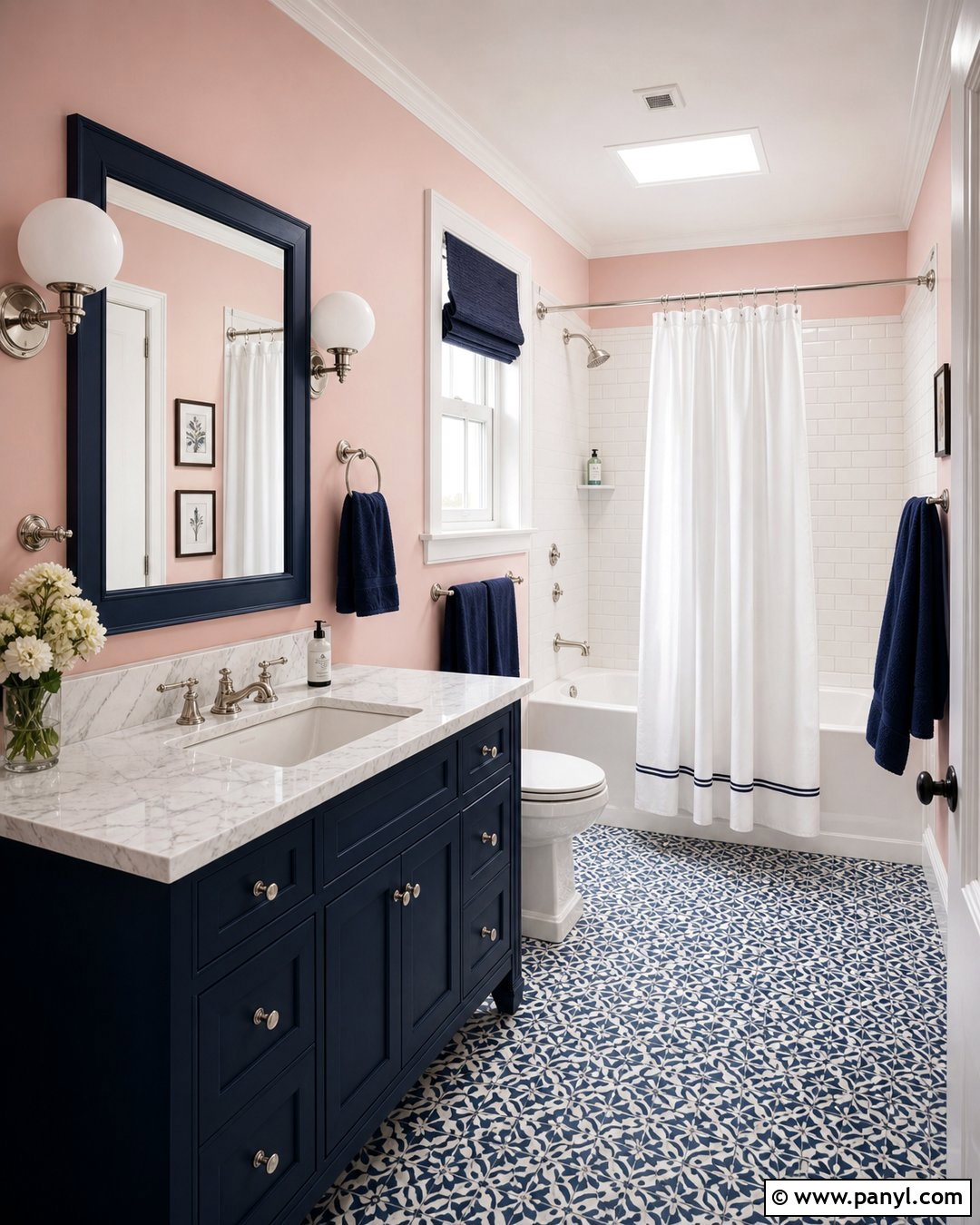 Pink Bathroom Walls With Navy Blue - 30 pink bathroom walls