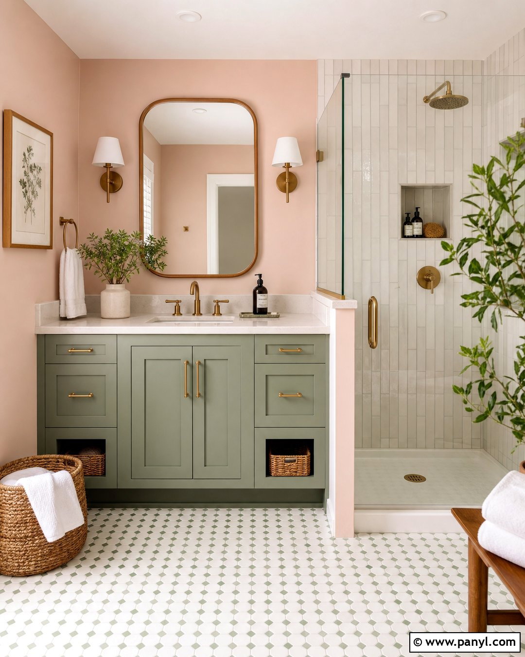Pink Bathroom Walls With Sage Green - 30 pink bathroom walls