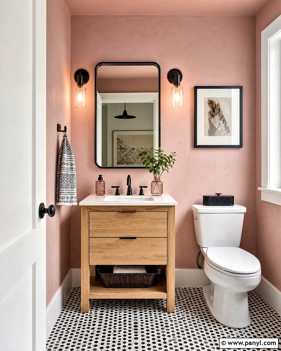 Pink Bathroom With Black And White Tile Floor - 20 bathroom with black and white tile floor ideas
