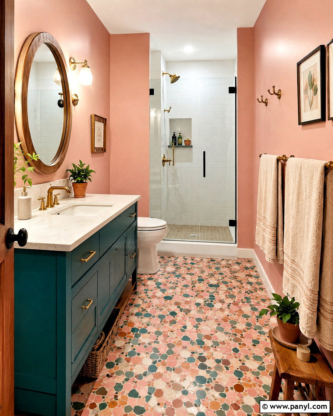 Pink Bathroom With Colorful Mosaic Tile - 20 pink bathroom ideas decor ideas