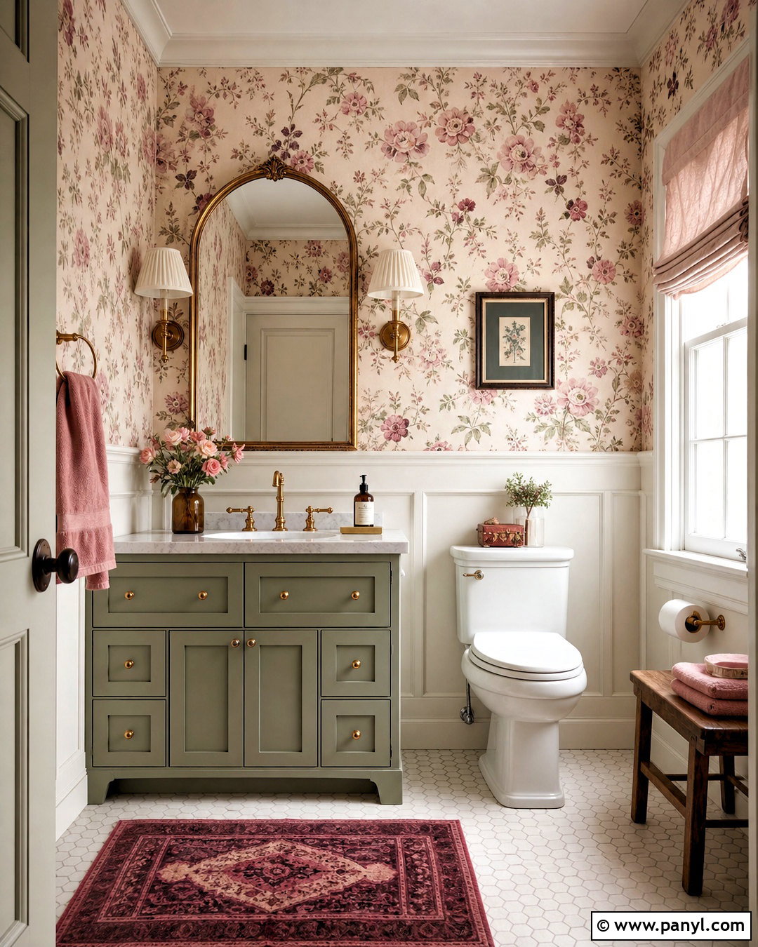 Pink Bathroom With Floral Wallpaper - 20 pink bathroom inspo ideas