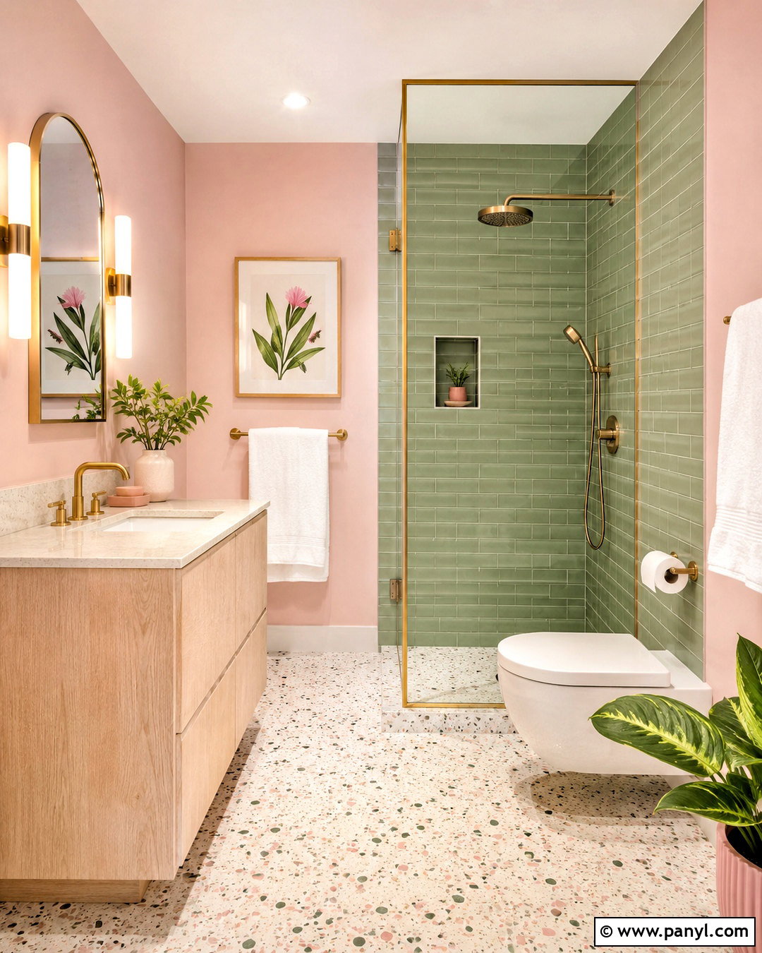 Pink Bathroom With Sage Tile Shower - 20 pink bathroom ideas decor ideas