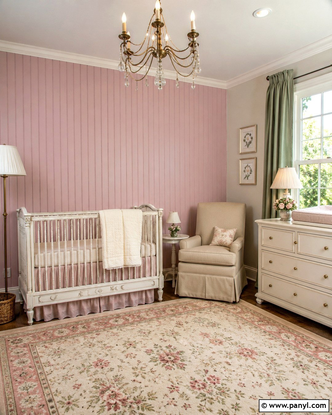 Pink Beadboard Accent Wall - 20 Baby Girl Nursery Pink Accent Wall Ideas