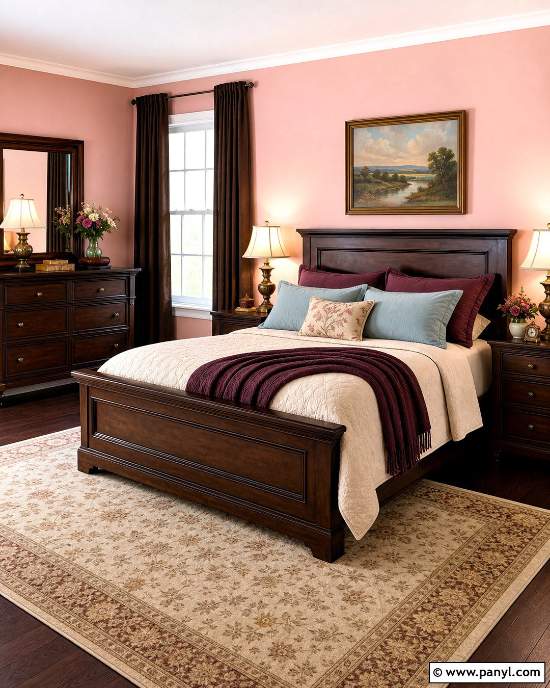 Pink Bedroom Walls With Dark Wood - 20 pink walls bedroom ideas