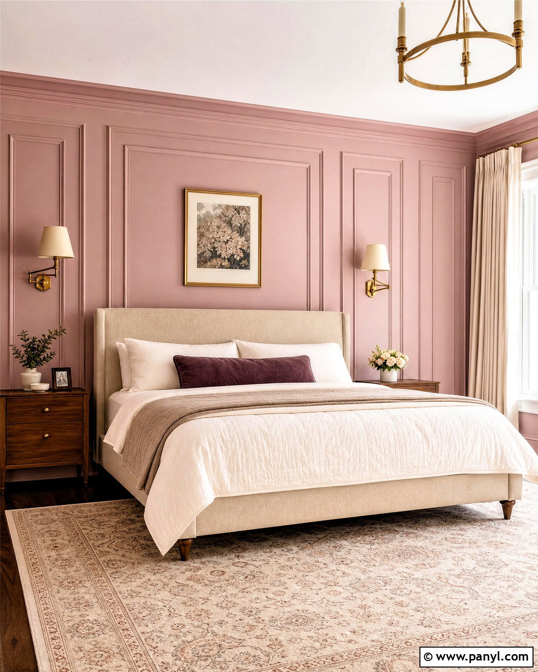 Pink Bedroom Walls With Wall Molding - 20 pink walls bedroom ideas