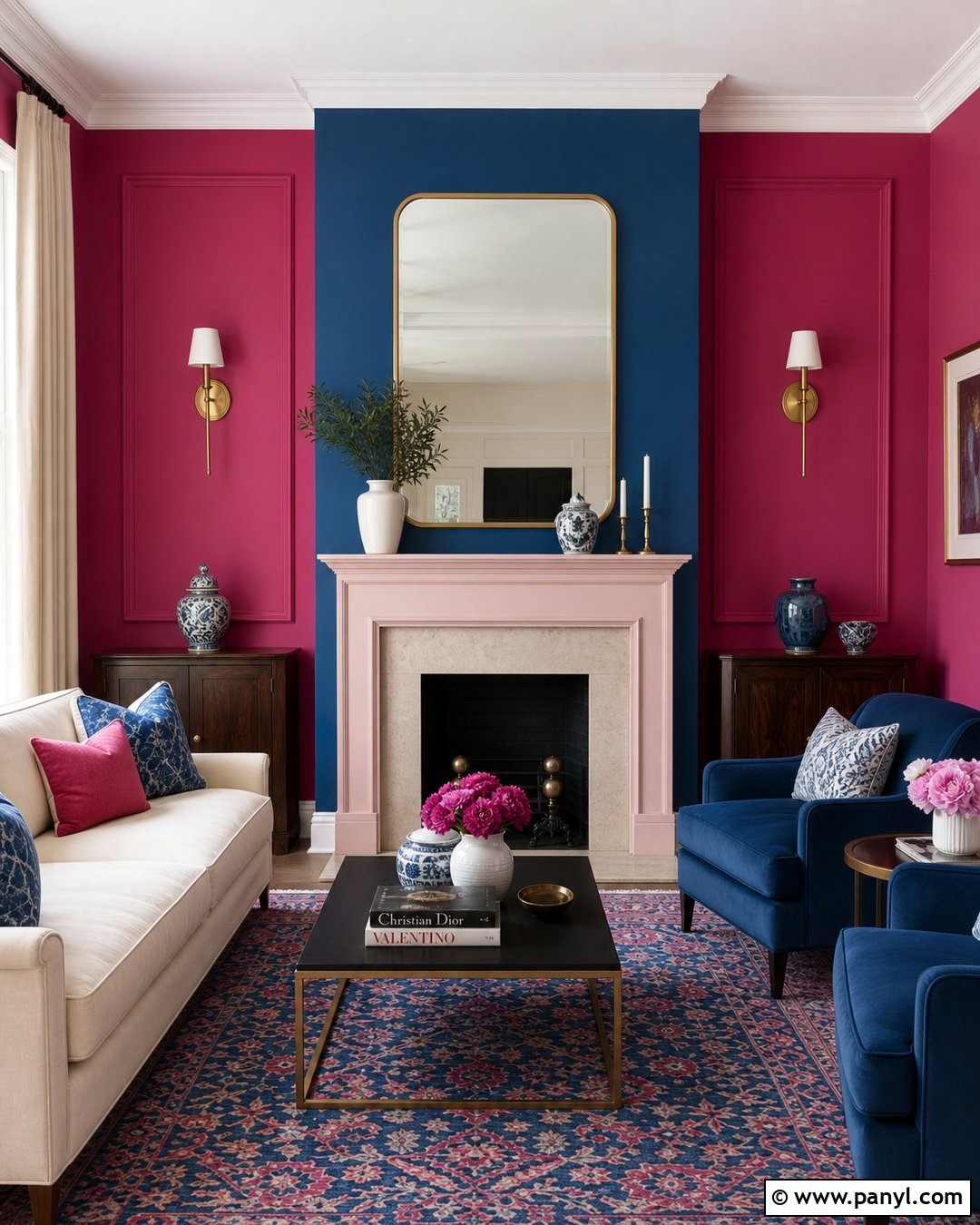 Pink Blue Fuchsia Fireplace Wall - 20 pink blue fuchsia wall ideas