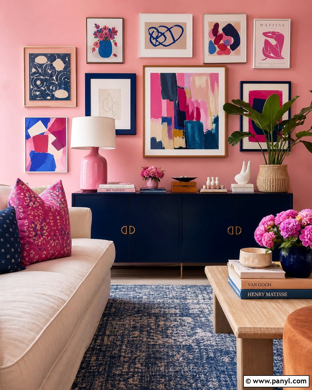 Pink Blue Fuchsia Gallery Wall - 20 pink blue fuchsia wall ideas