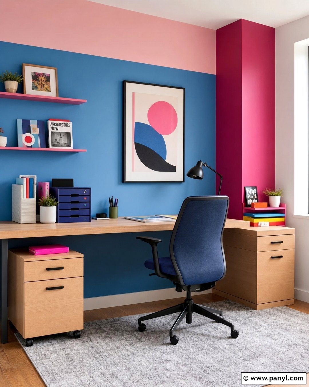 Pink Blue Fuchsia Home Office Wall - 20 pink blue fuchsia wall ideas