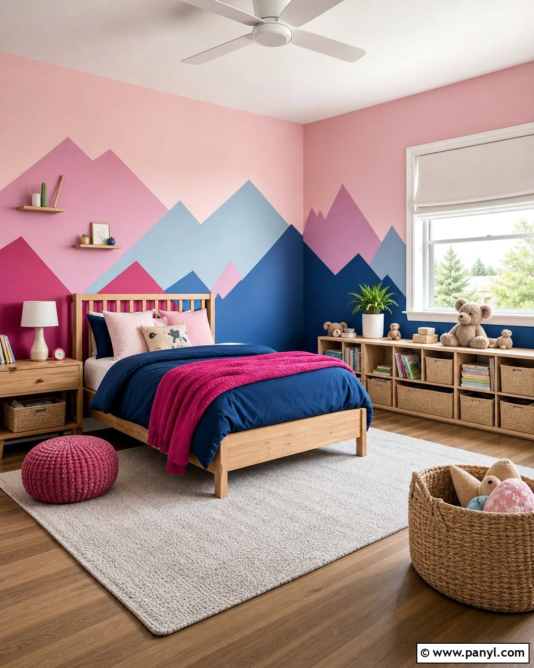 Pink Blue Fuchsia Mountain Wall - 20 pink blue fuchsia wall ideas