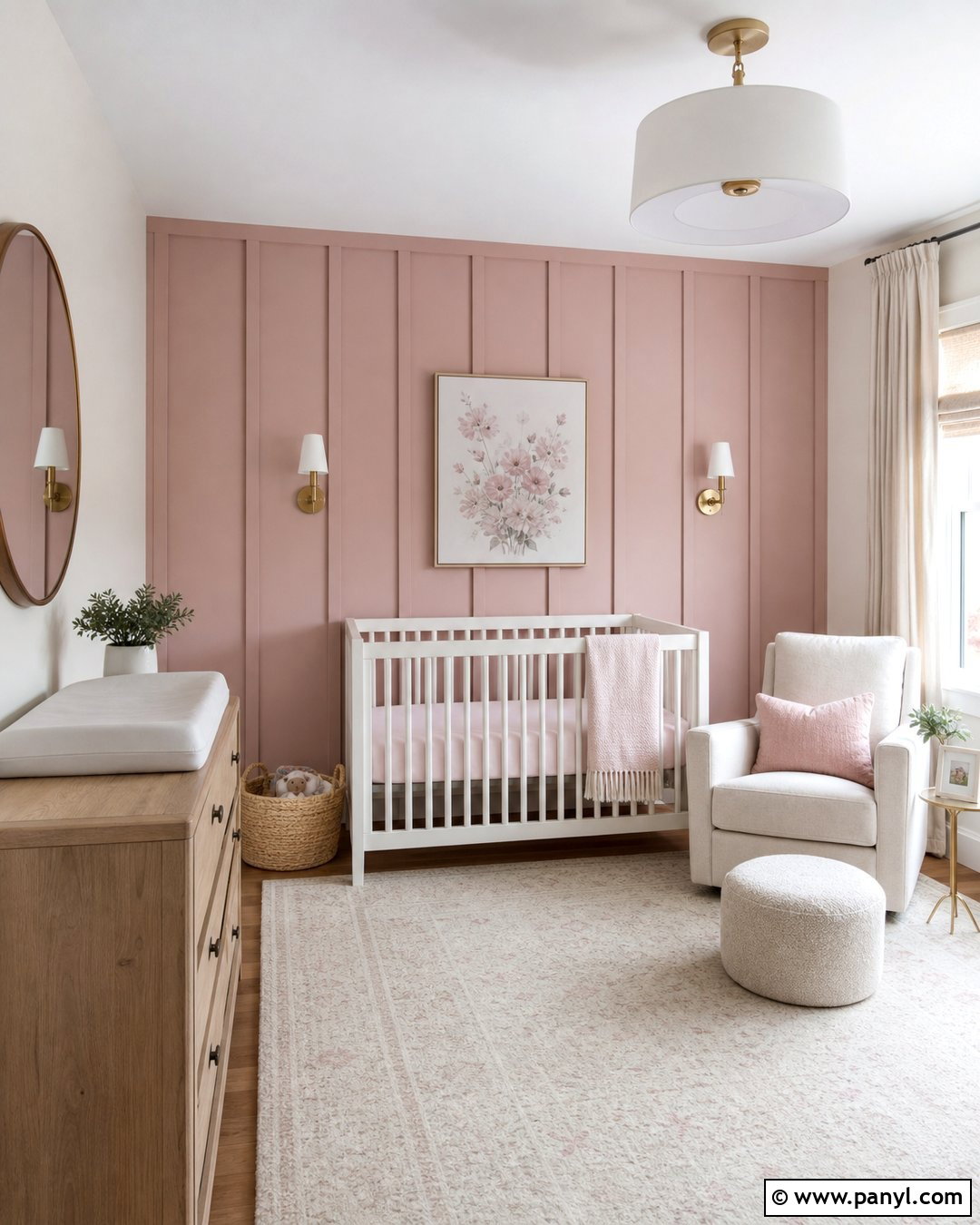 Pink Board And Batten Accent Wall - 25 Baby Girl Accent Wall Ideas