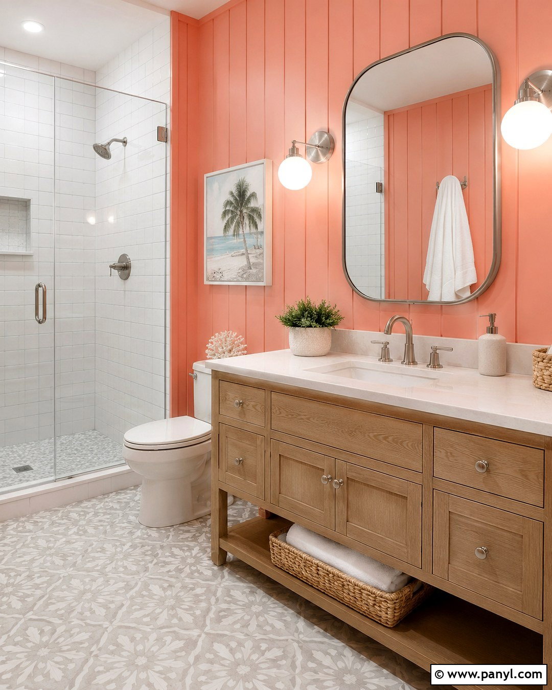 Pink Board And Batten Entryway Wall - 20 Pink Panelled Walls