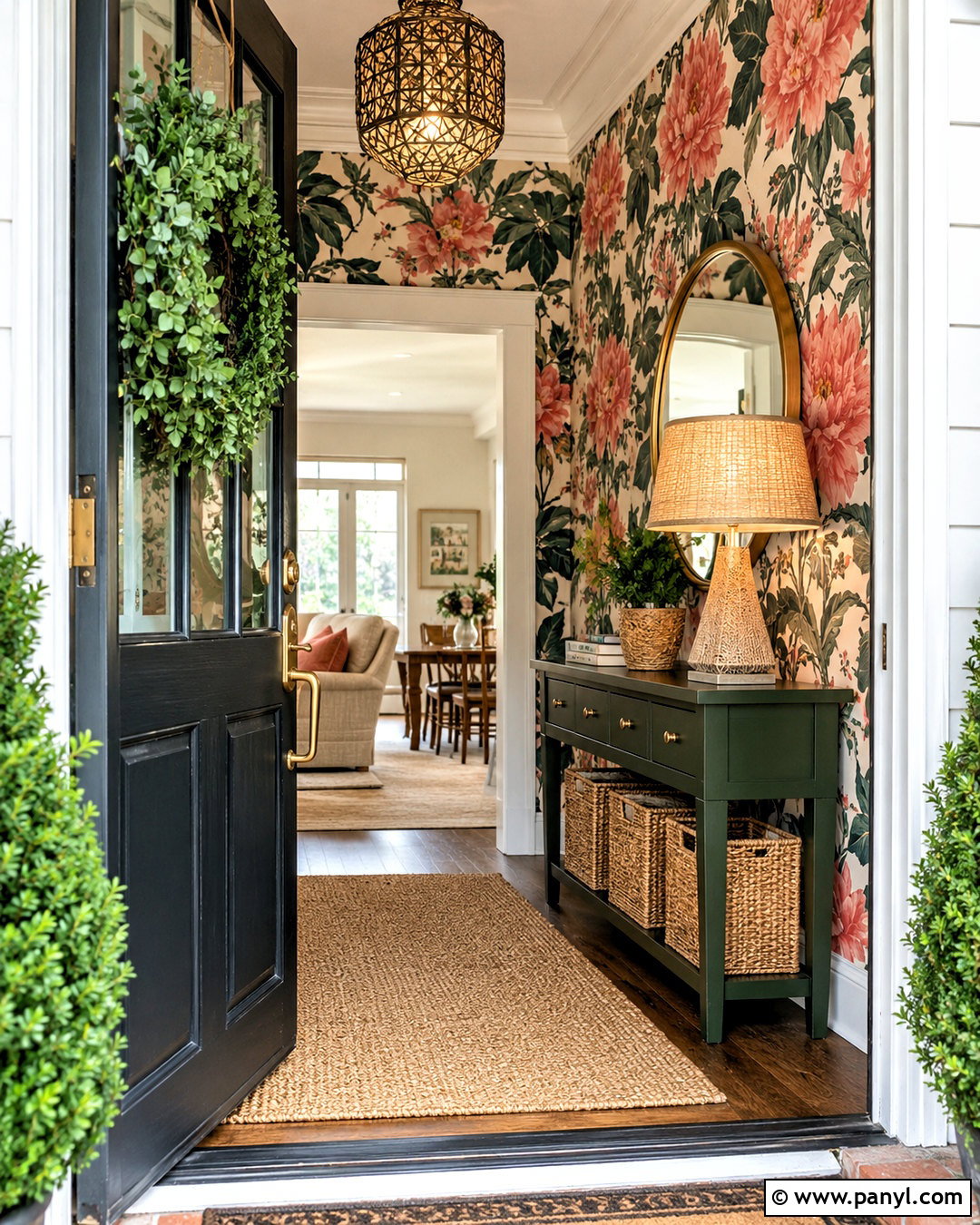 Pink Botanical Wallpaper Entryway - 20 pink positive wallpaper ideas