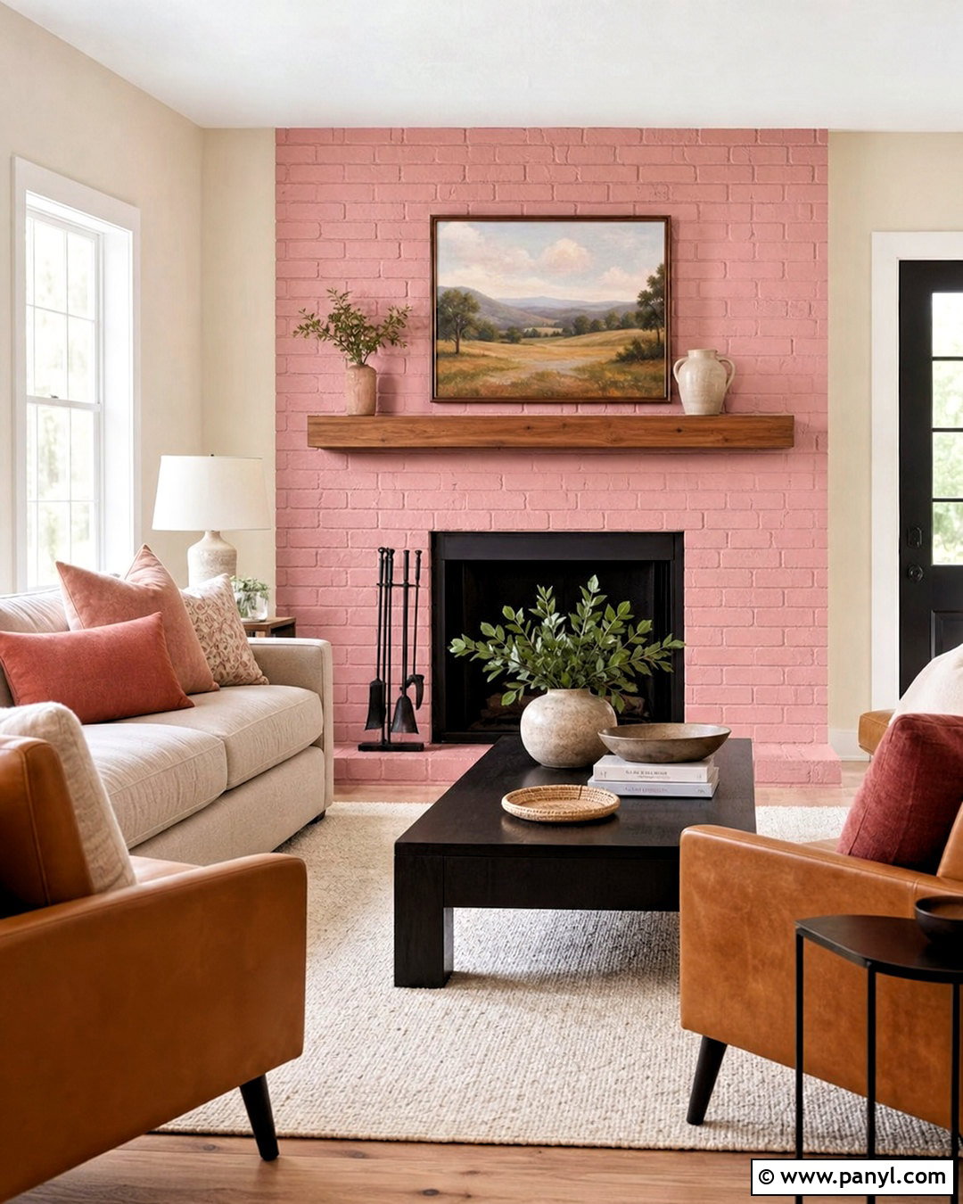 Pink Brick Fireplace Wall - 20 pink feature wall ideas