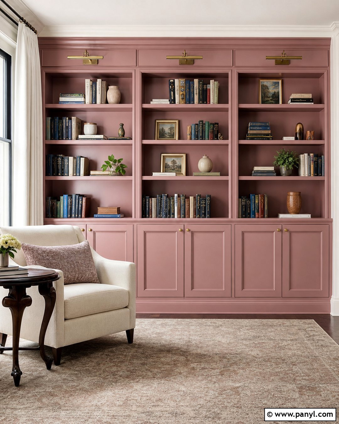 Pink Built In Bookshelves - 50 Pink Wall Ideas