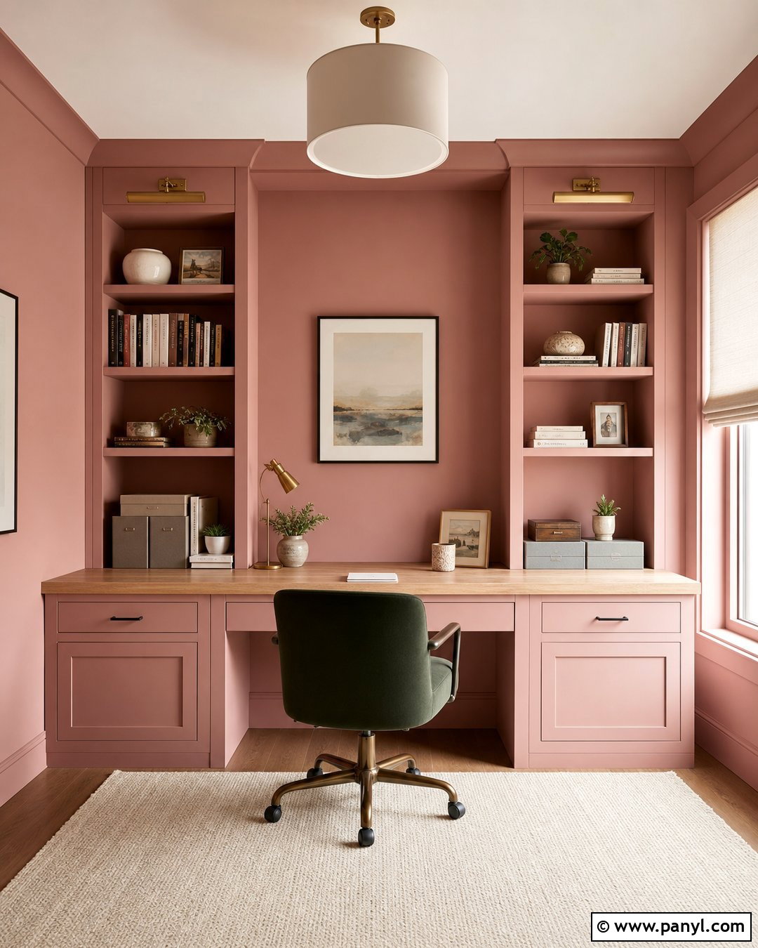 Pink Built-In Office Walls - 35 Pink Painted Walls