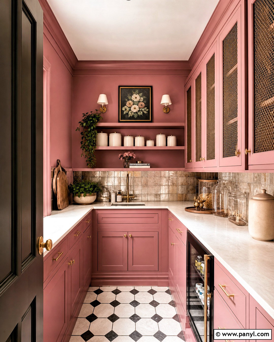 Pink Butler Pantry - 20 pink kitchen decor ideas