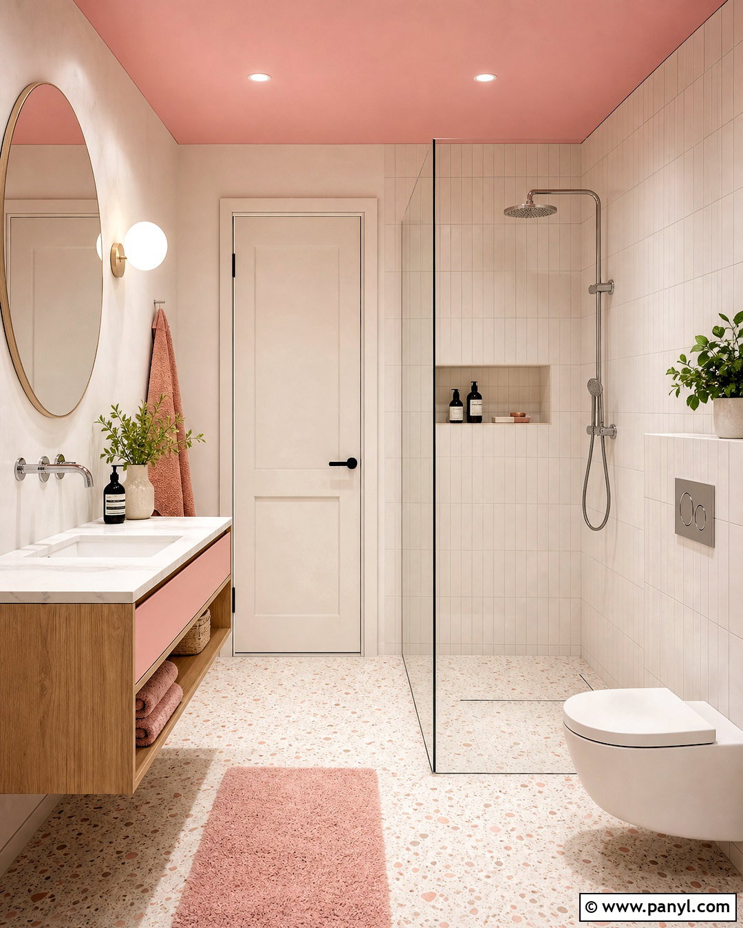 Pink Ceiling Bathroom - 20 small pink bathroom ideas