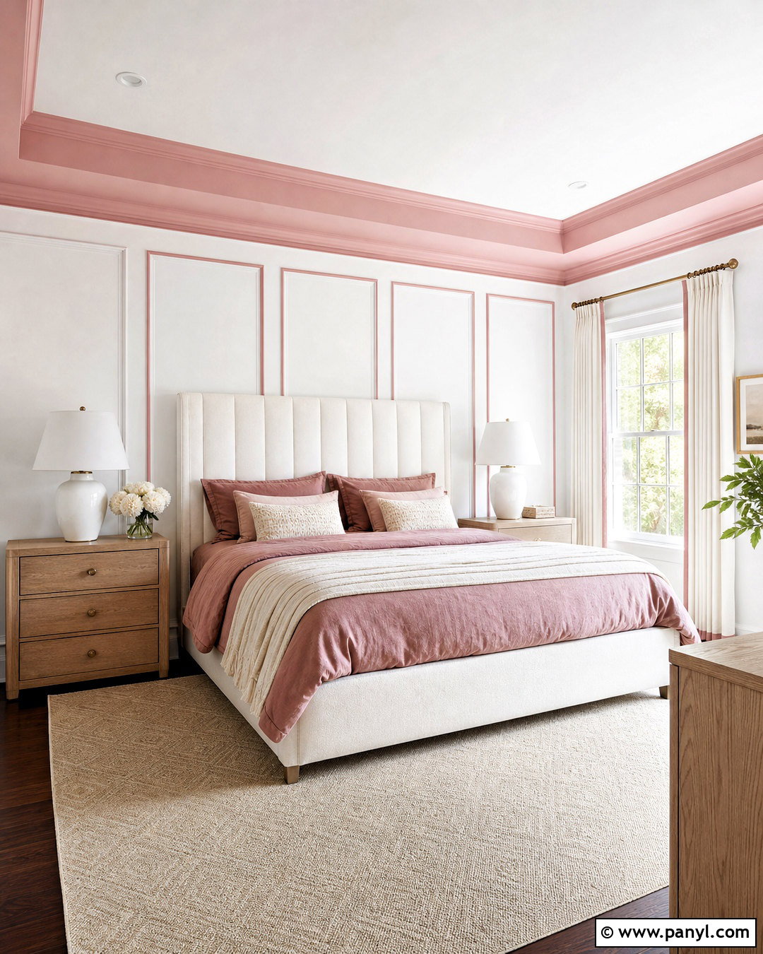 Pink Ceiling Border And White Walls - 20 pink and white wall ideas
