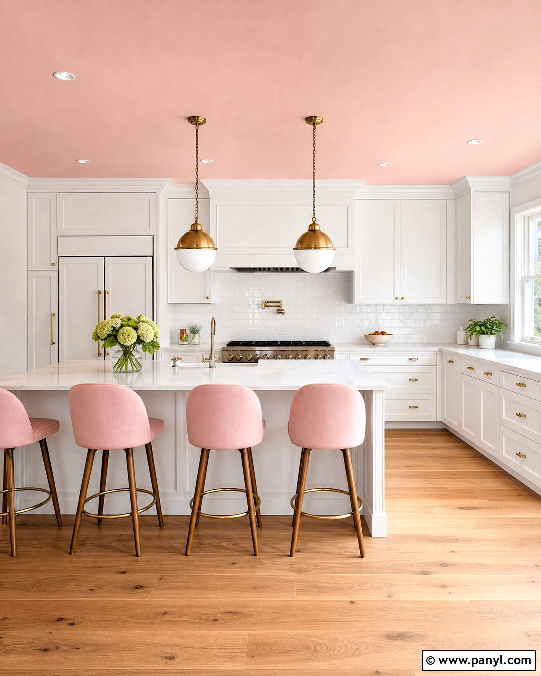 Pink Ceiling With White Kitchen Cabinets - 20 white and pink kitchen ideas
