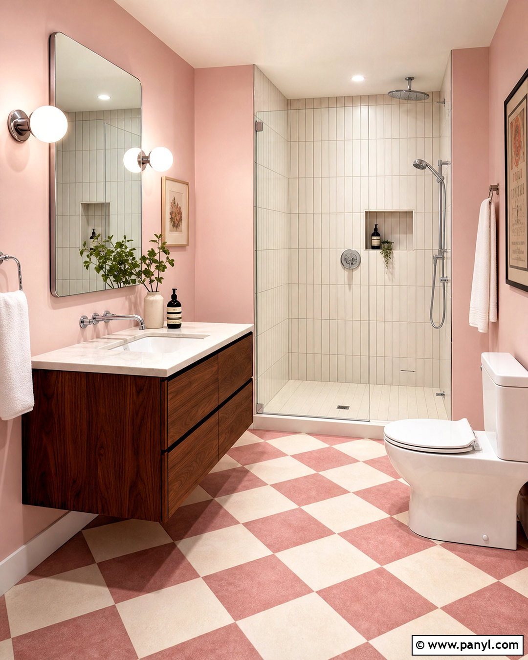 Pink Checkerboard Bathroom - 20 modern pink bathroom ideas