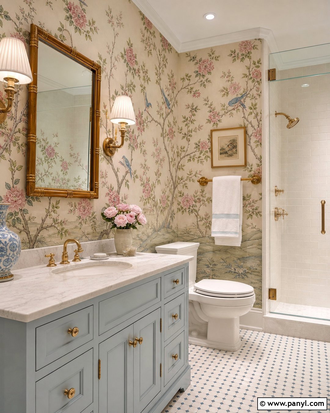 Pink Chinoiserie Wallpaper Bathroom - 25 Pink Wallpaper Bathroom Ideas