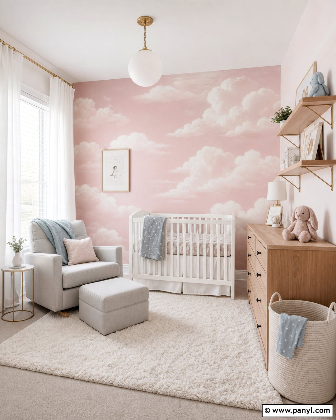 Pink Cloud Nursery Mural Wall - 20 Accent Wall Nursery Girl Pink Ideas