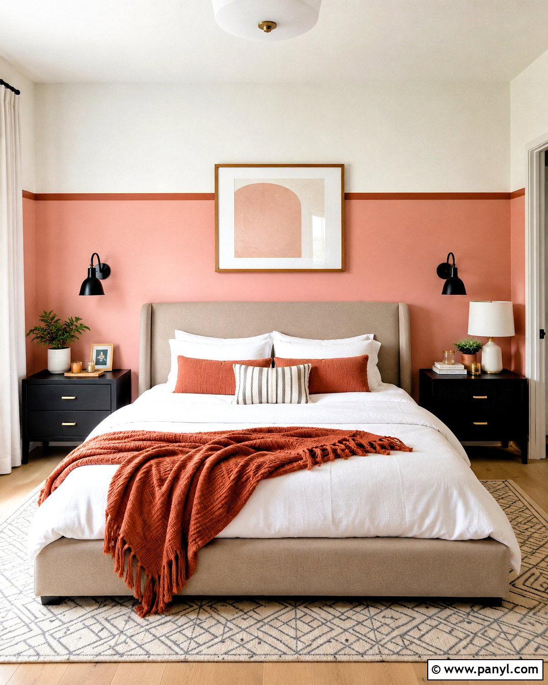 Pink Color Block Feature Wall - 20 pink feature wall bedroom ideas