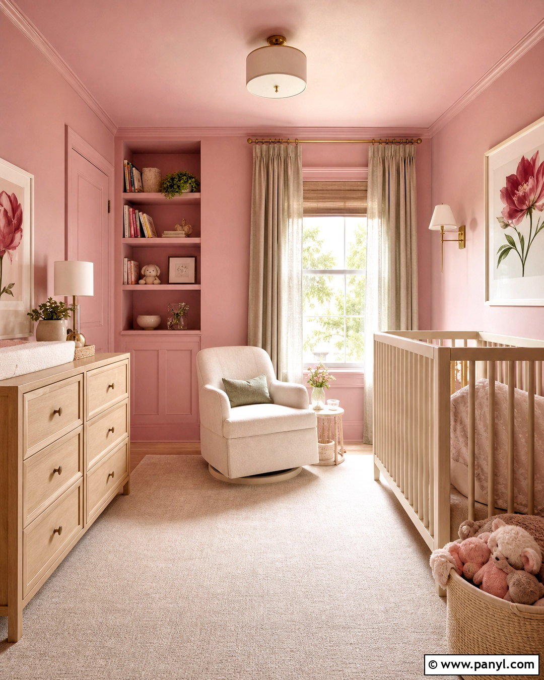 Pink Color Drenched Baby Girl Room - 20 baby girl room paint ideas