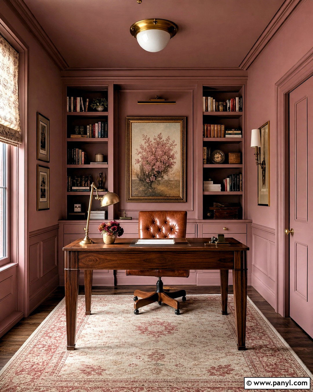 Pink Color Drenched Study - 20 pink wall painting ideas