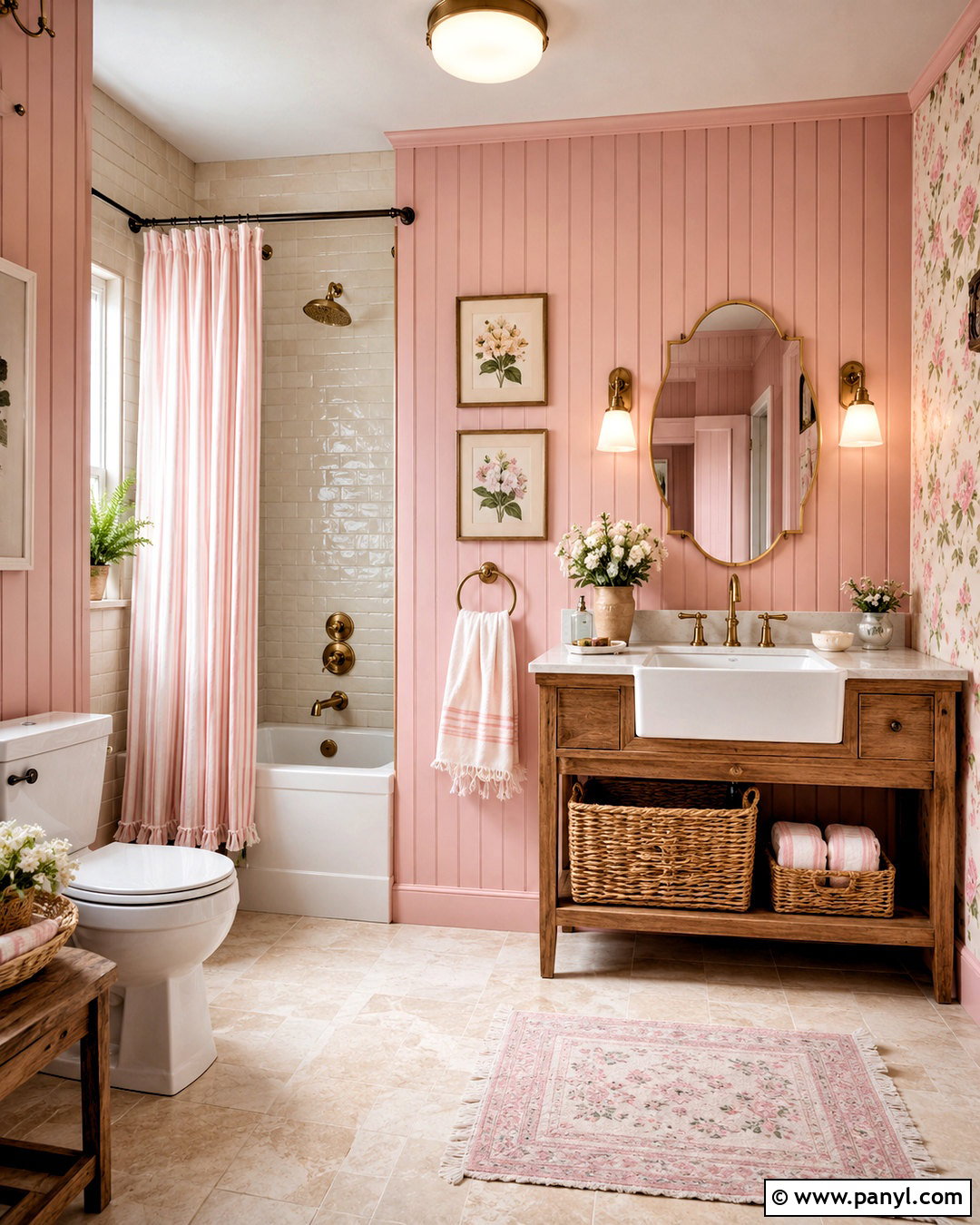 Pink Cottage Bathroom - 20 pink bathroom aesthetic ideas