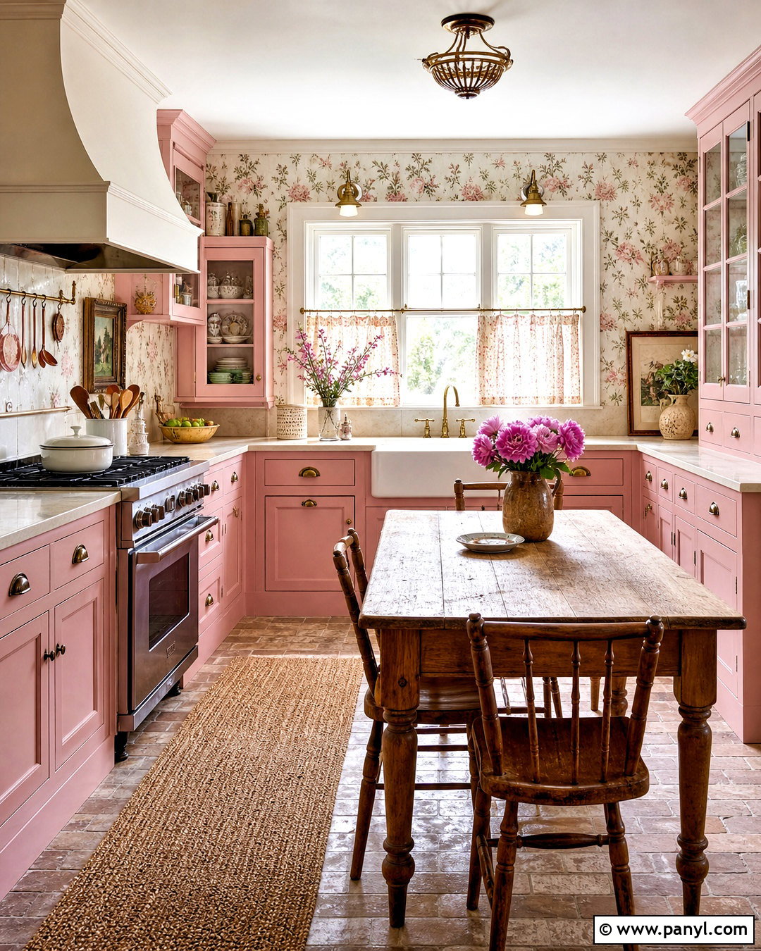 Pink Cottage Kitchen - 20 pink kitchen decor ideas