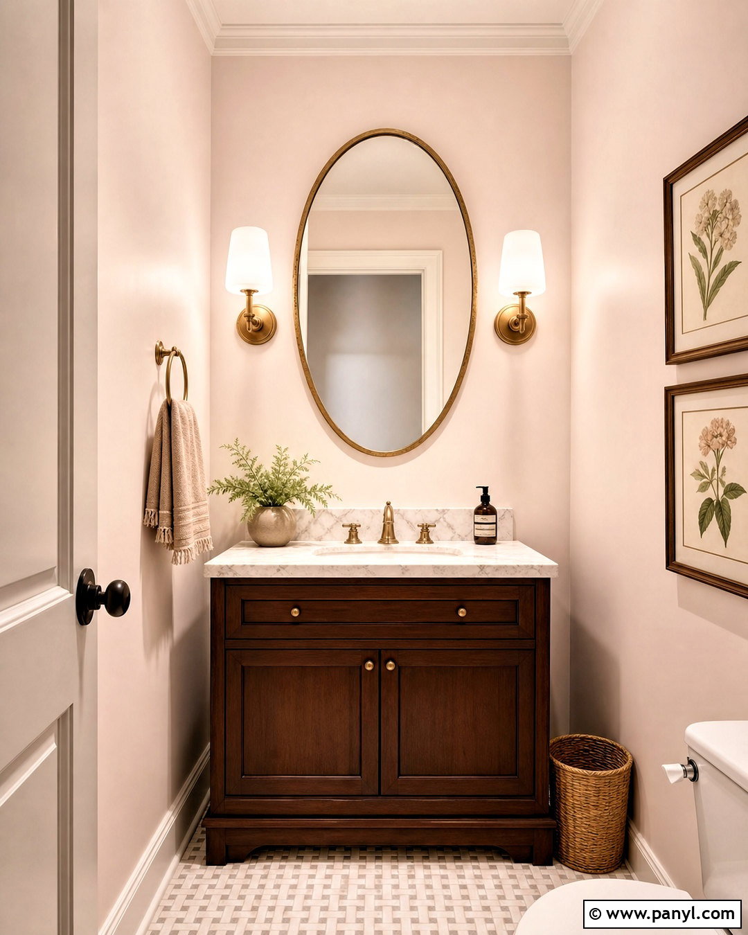 Pink Damask OC-72 Powder Room - 20 benjamin moore warm white ideas