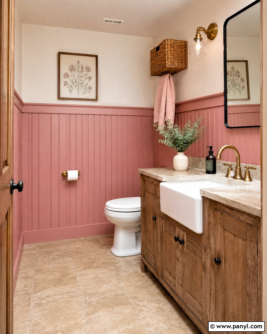 Pink Farmhouse Toilet Room - 20 pink toilet room ideas