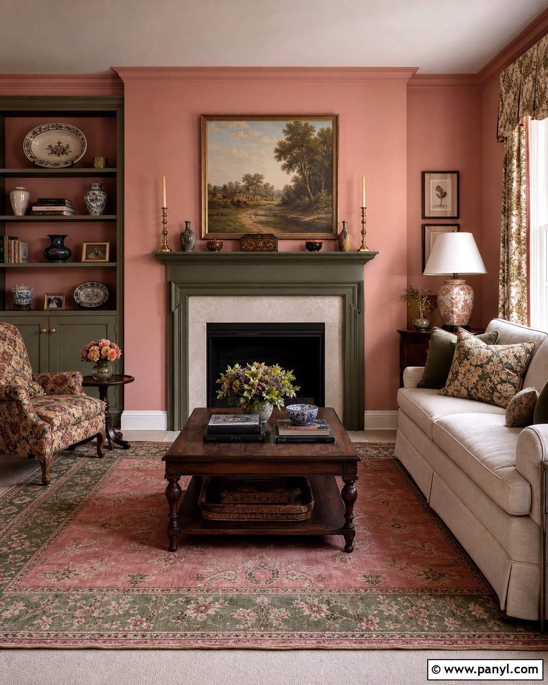 Pink Fireplace Living Room Walls - 35 Pink Painted Walls