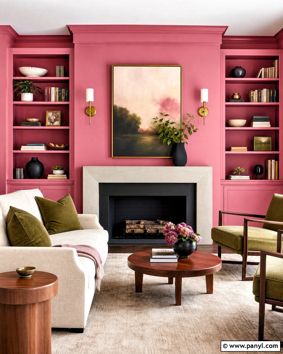 Pink Fireplace Wall - 20 pink wall painting ideas