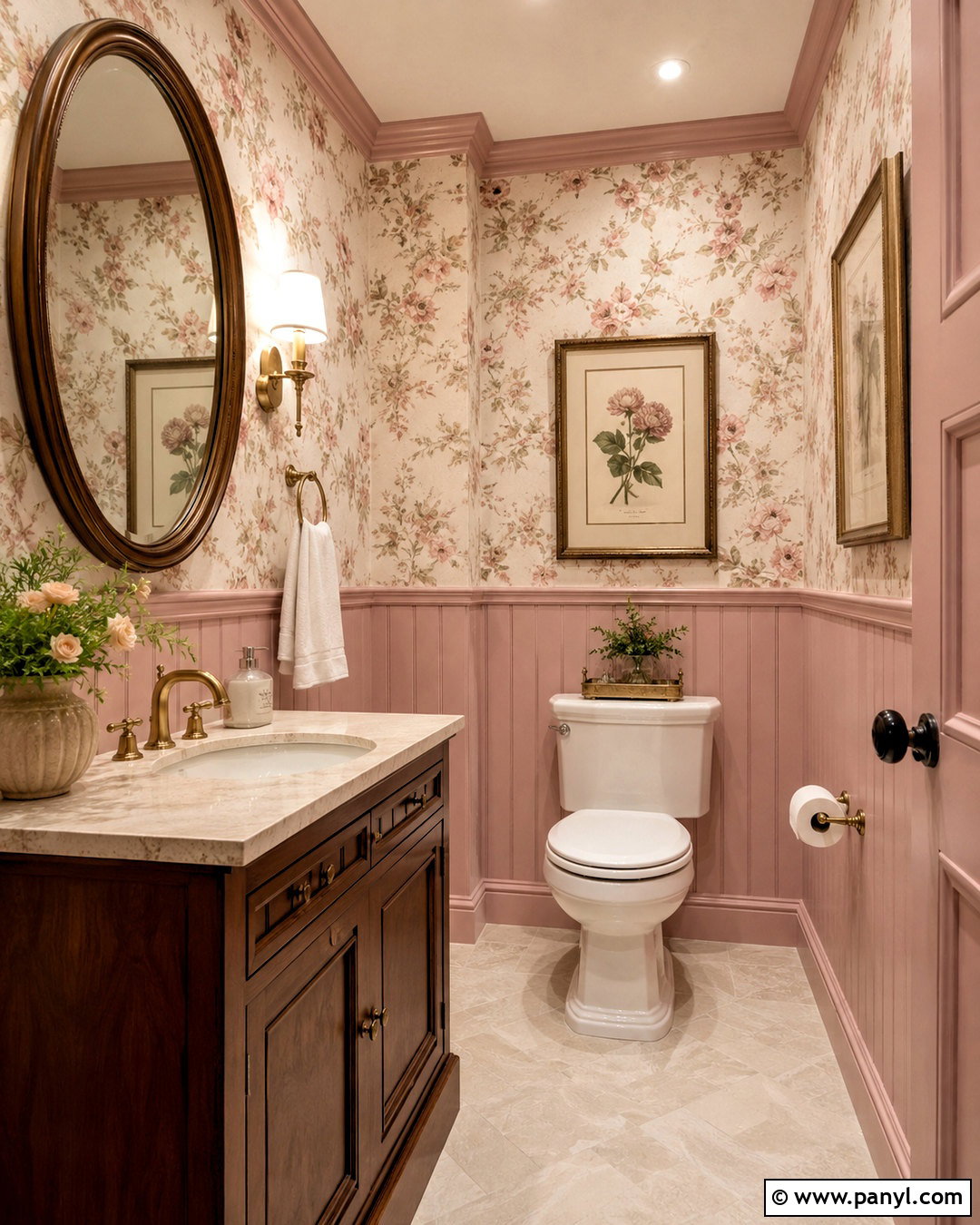 Pink Floral Toilet Room - 20 pink toilet room ideas