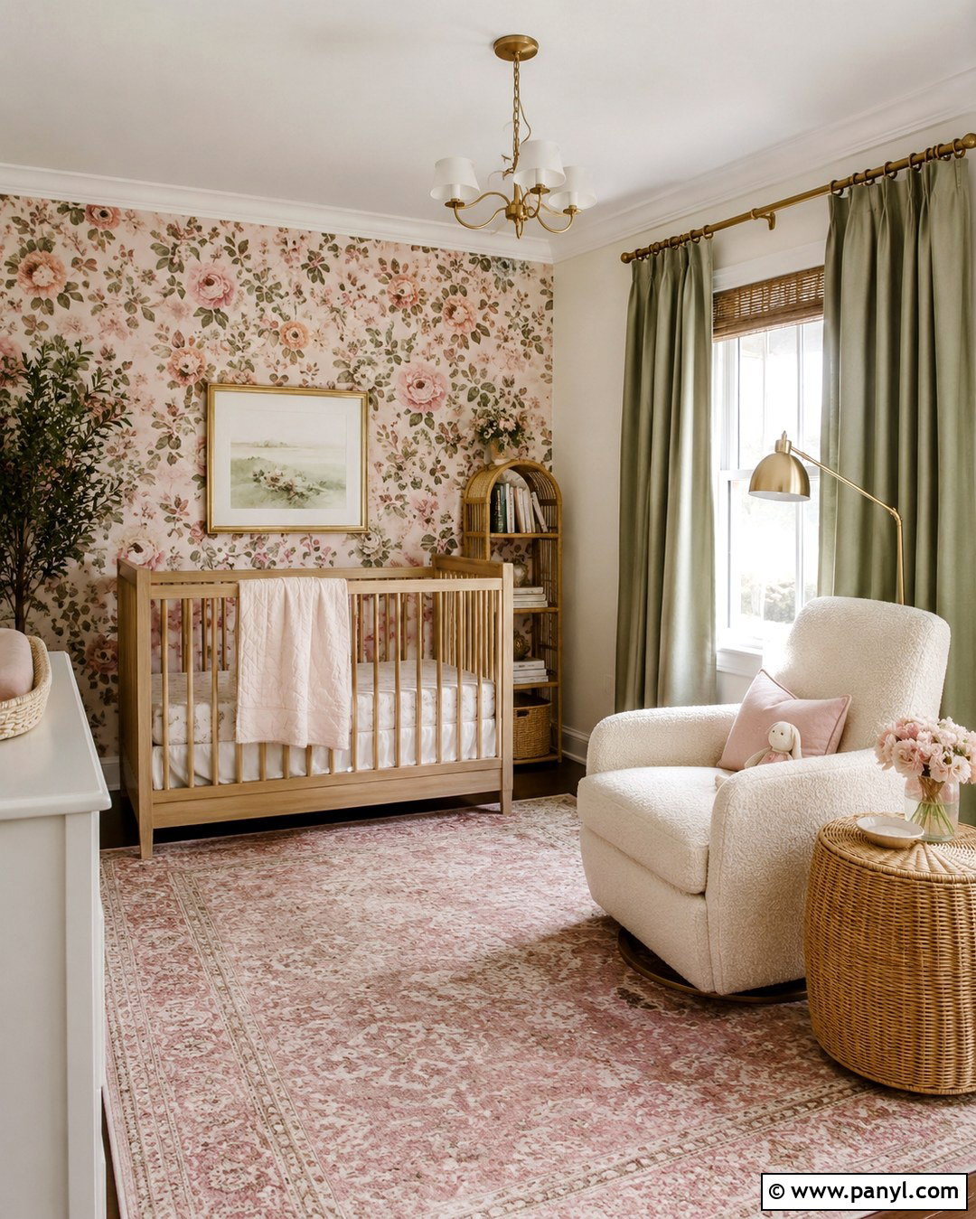 Pink Floral Wallpaper Accent Wall - 20 Baby Girl Nursery Pink Accent Wall Ideas