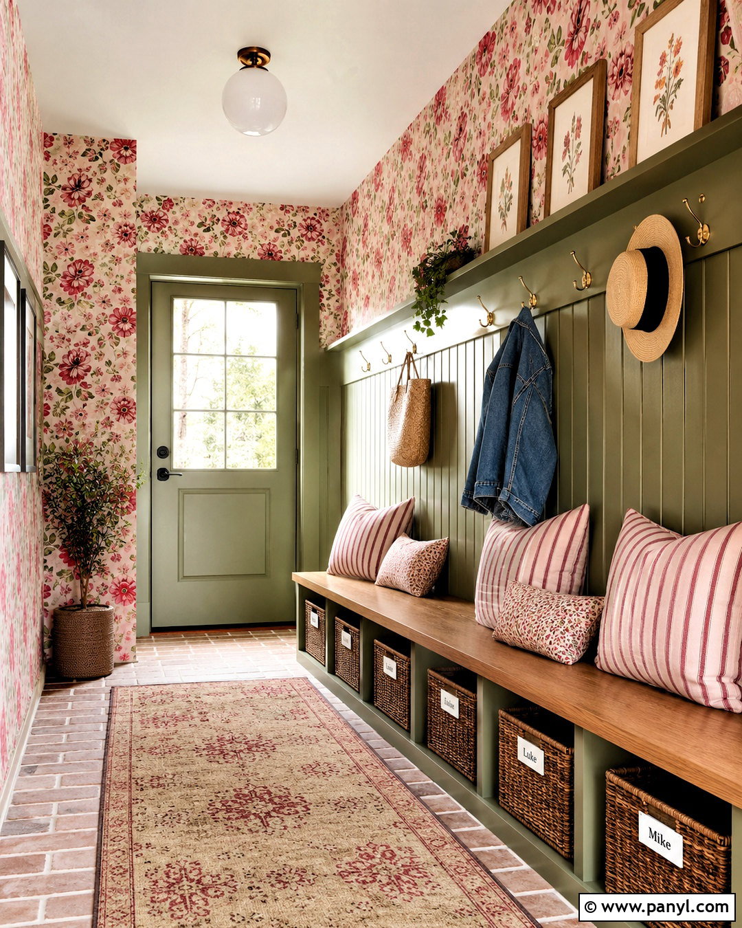 Pink Folk Floral Wallpaper Mudroom - 20 pink positive wallpaper ideas