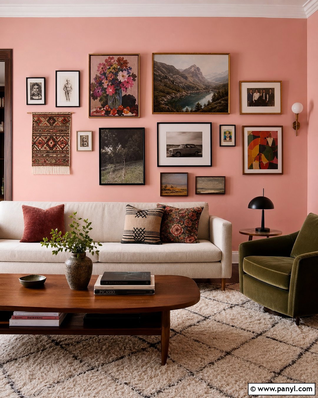 Pink Gallery Wall Living Room - 35 Pink Painted Walls